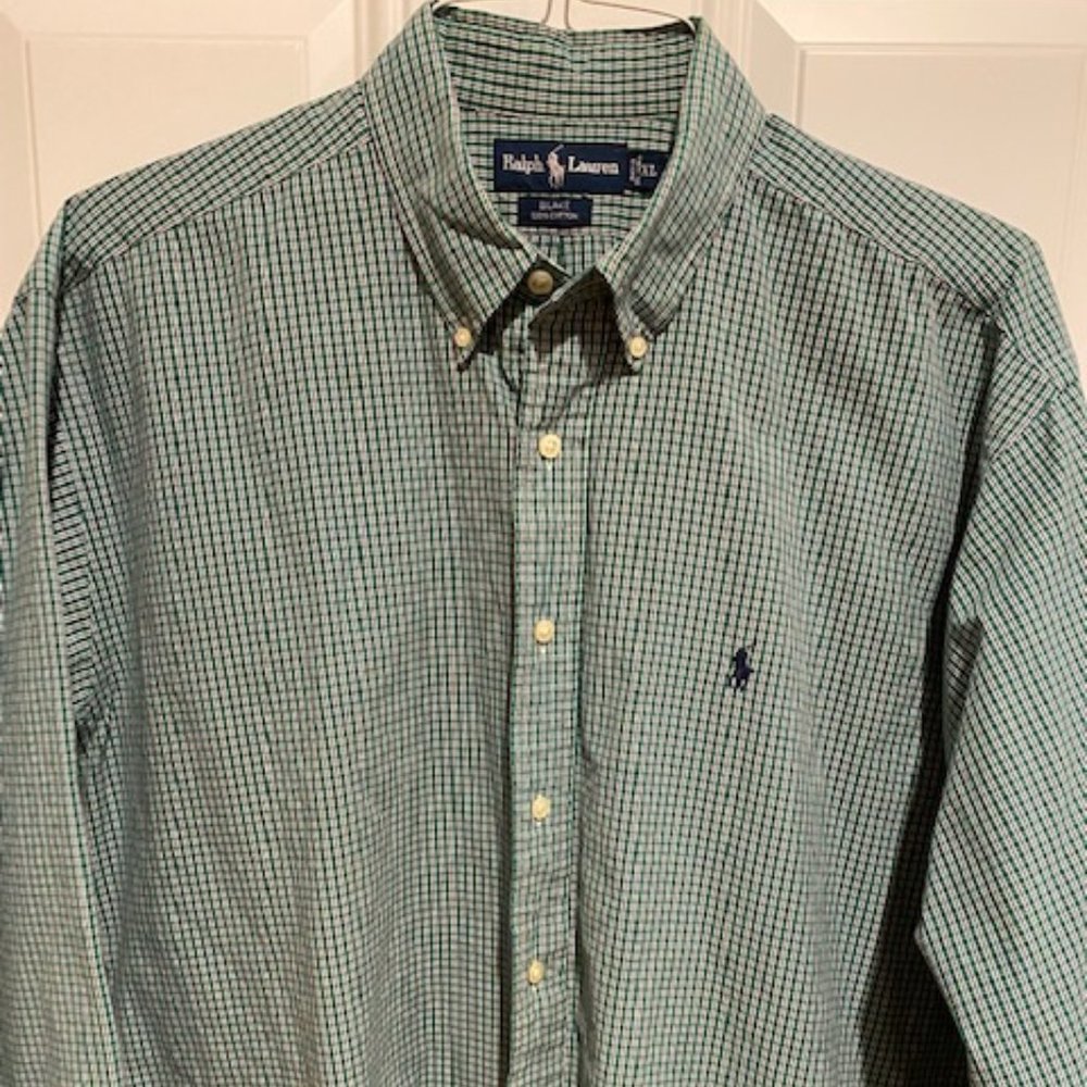 Ralph Lauren Green Plaid long sleeve button down shirt